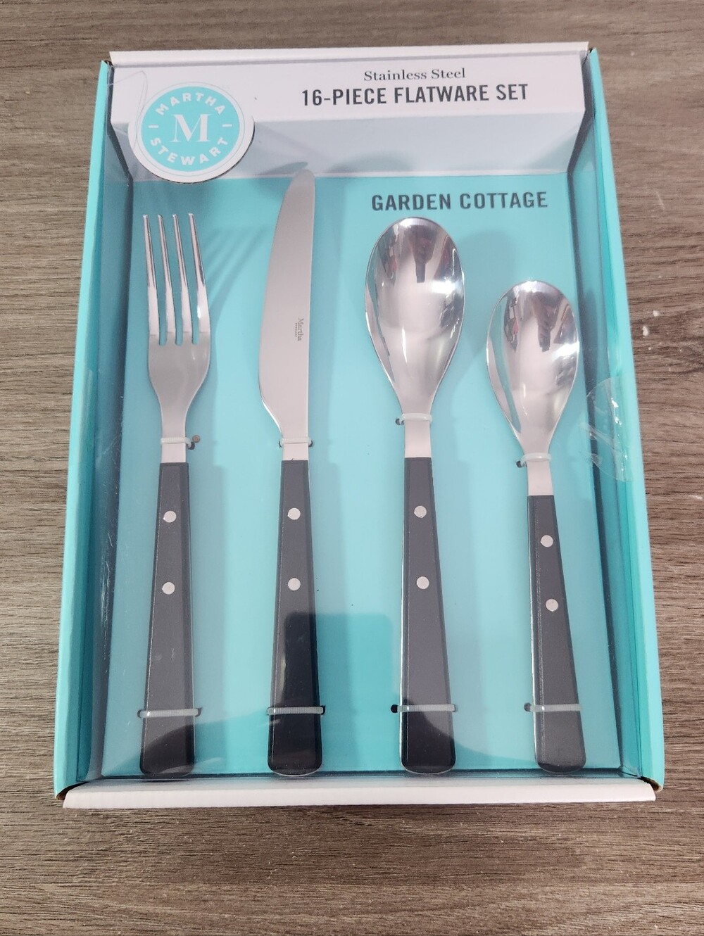 Martha Stewart 16pc Stainless Steel Flatware - Black Garden Cottage
